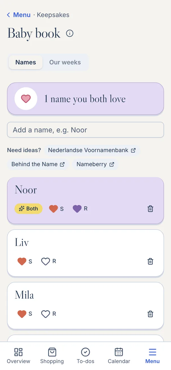 Het babyboek: één naam die jullie allebei mooi vinden